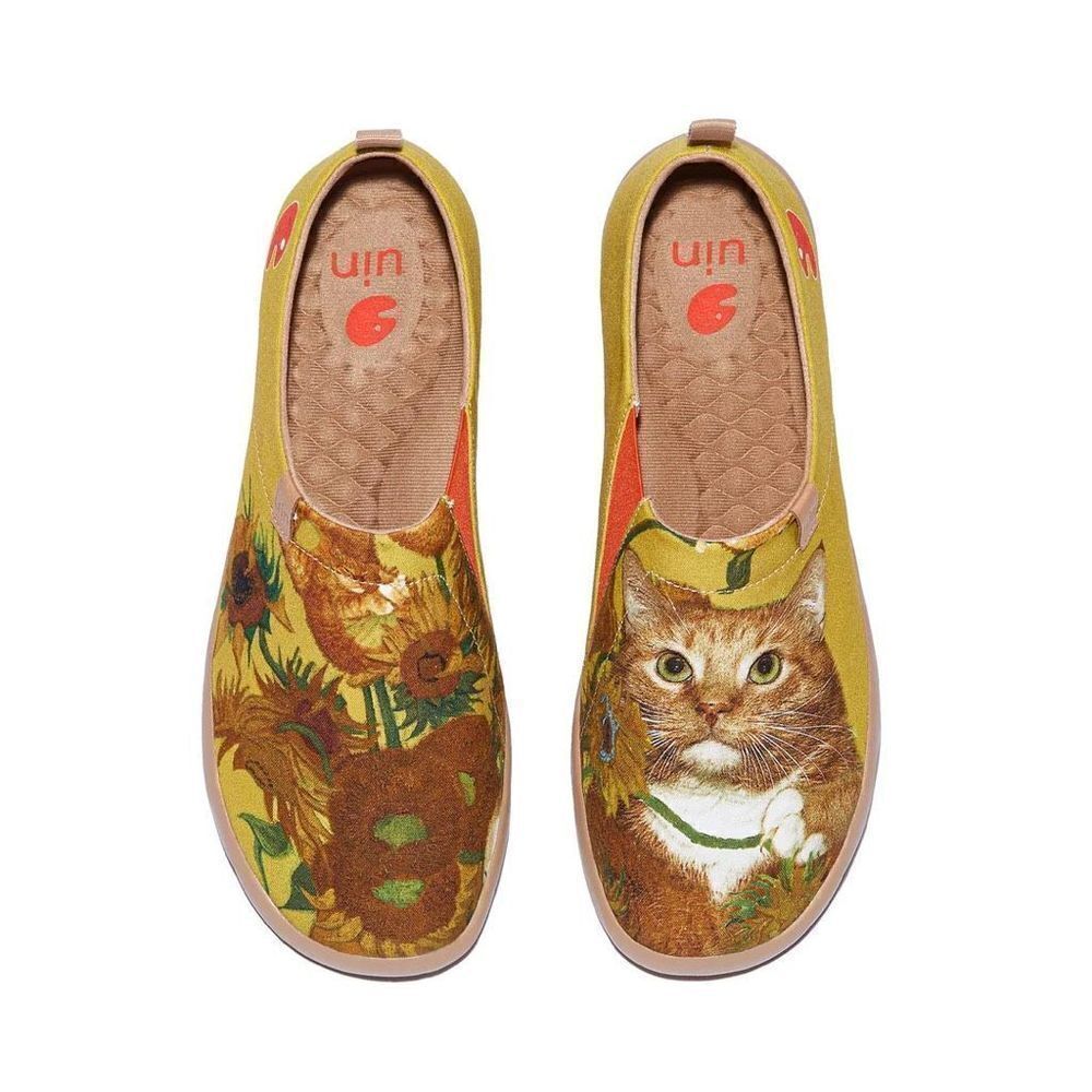 UIN Women's Slip Ons Walking Casual Loafers Shoes (Sunflowers and Cat Toledo) - Picture 3 of 7